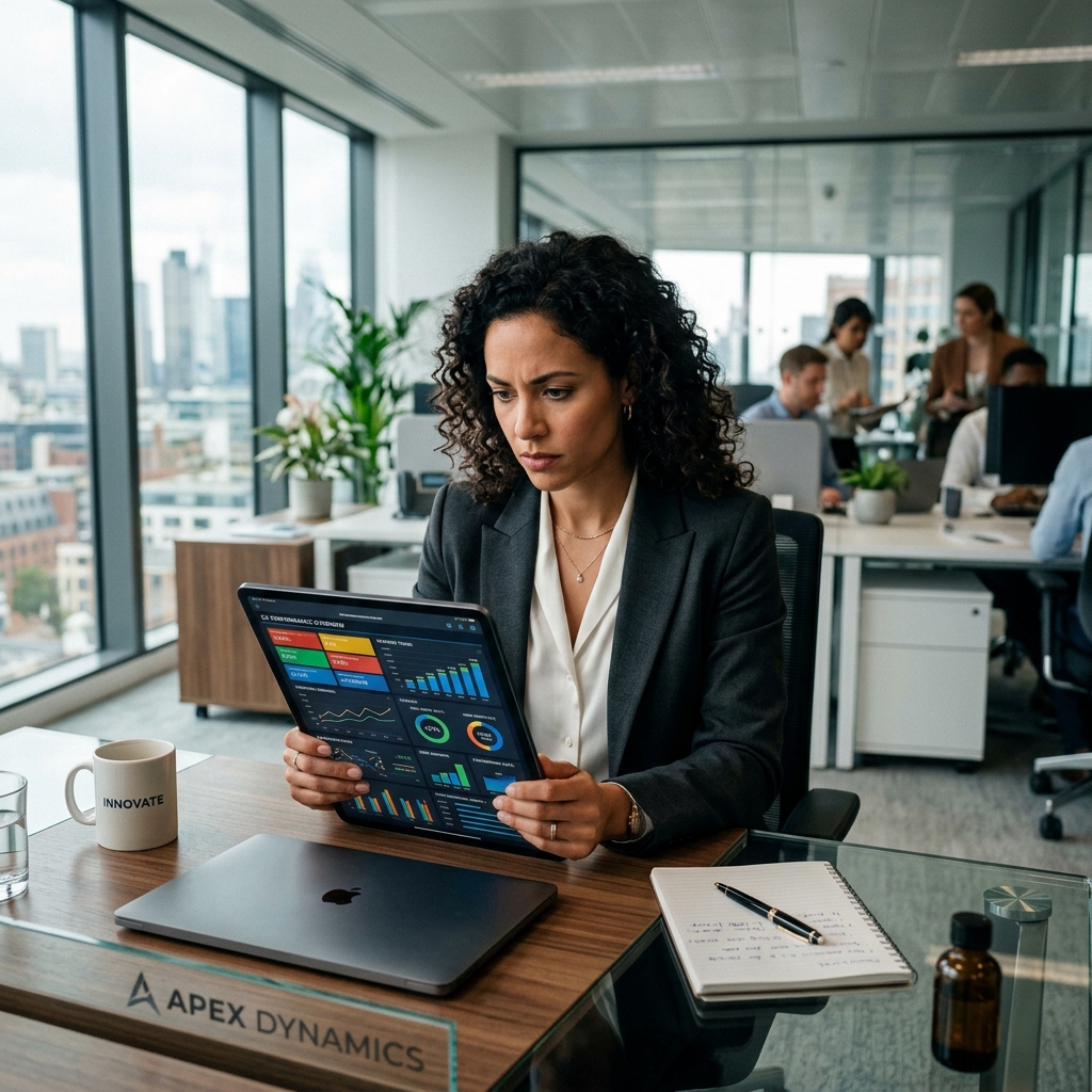 Entrepreneur reviewing performance analytics